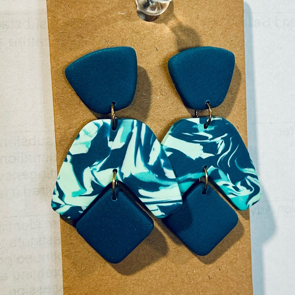 Polymer clay shades of blue Geometric Earrings